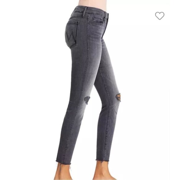 Mother The Looker Ankle Gray Skinny Jeans Burned Out Lanterns Size 27 - Picture 3 of 12